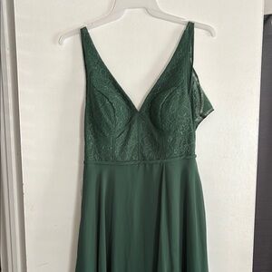 Azazie Jennie Green Lace Dress